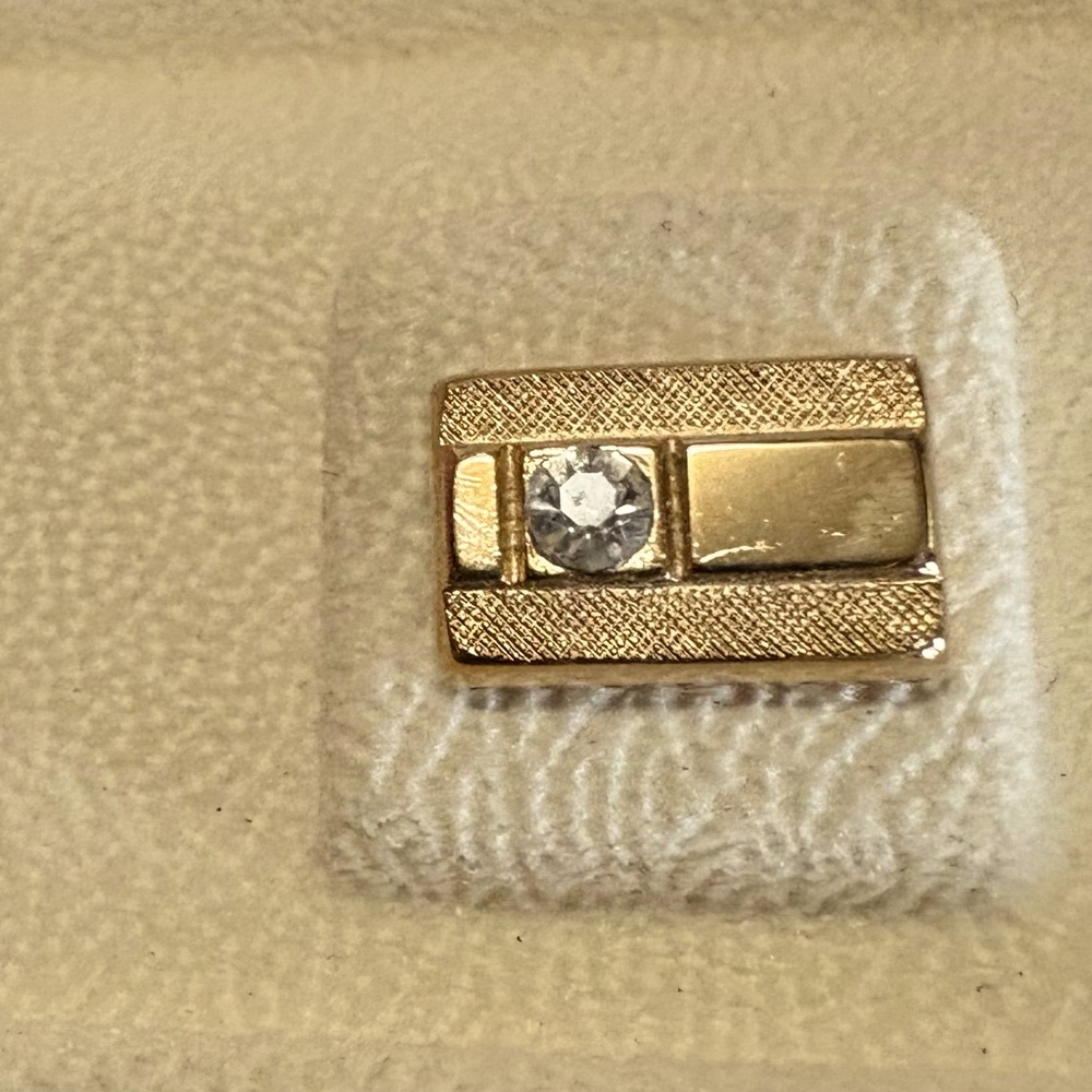 VINTAGE SWANK GOLD-TONE RHINESTONE CUFFLINKS AND TIE TACK ORIGINAL BOX - Picture 5 of 10
